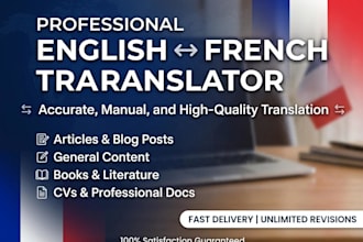 professionally translate english to french or french to english