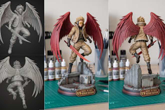 3d print and paint custom anime figure, action figure, miniature, resin statue