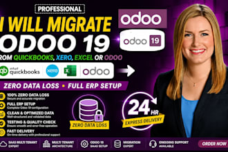 migrate odoo 19 from quickbooks xero excel odoo zero data loss, full erp setup