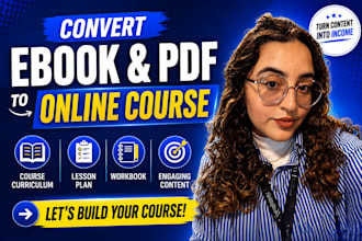 convert ebook, PDF to online course, workbook, course curriculum, lesson plan