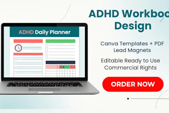 canva adhd planner template PDF lead magnet workbook design for coaches