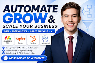 monday CRM zapier integration workflow automation sales funnel setup hubspot ai