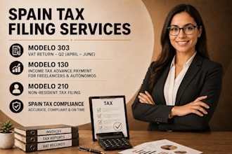 prepare spain tax modelo 303 vat return,130 income tax, and 210 non resident tax