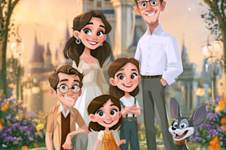 design a professional disney family portrait