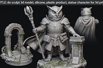 do sculpt 3d model, silicone, plastic product, statue character for 3d printing