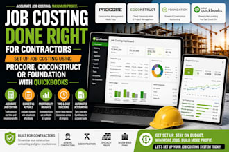 set up job costing for contractors using procore, coconstruct or foundation, qb