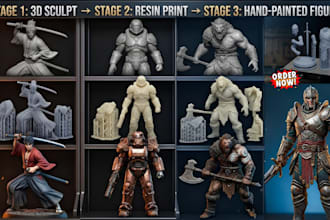 3d print and paint tabletop action figure model resin 3d statue figure painting