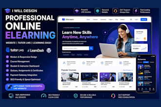 design professional online elearning website tutor lms learning dash website