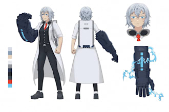 make oc character reference sheet, fursona, furry, anime and vtuber model