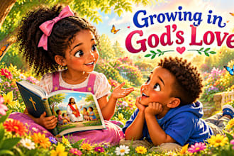 do bible themed illustration christian children story book picture book cover