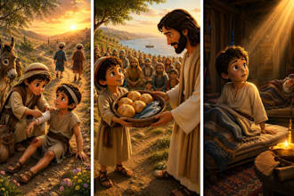 do bible themed illustration christian children story book picture book cover