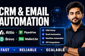 setup attio crm, pipedrive crm, brevo mailerlite email automation