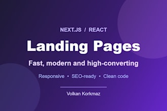 design and build a fast nextjs or react landing page