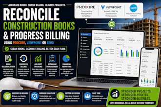 reconcile construction books and progress billing using procore, viewpoint xero