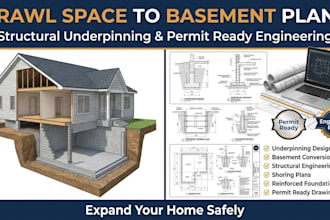 crawl space to basement conversion, structural underpinning design