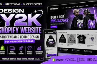 design y2k shopify website streetwear hoodie design for your fashion brand