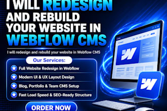 redesign and rebuild your website in webflow cms