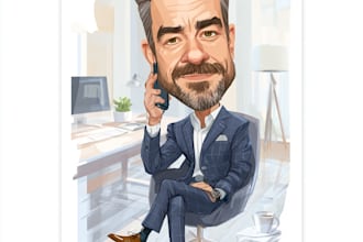 singel funny caricature professional business caricature