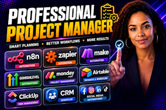 setup project management in n8n, airtable, zapier, monday, make com, clickup