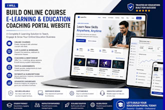build professional online course  elearning educational coaching portal website