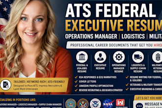write an ats federal executive resume operations manager logistics military CV