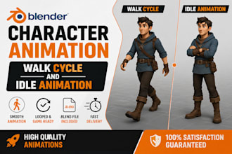 do blender character animation walk cycle and idle animation