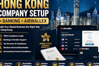hong kong company formation, airwallex setup, banking, nominee, tax setup