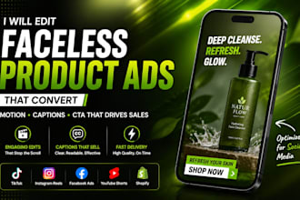 faceless product ad short, motion, captions and cta