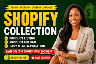 setup easy to navigate shopify collections, categories, product listing, menu