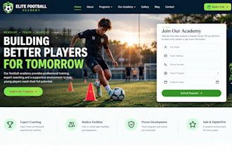 build sports website football academy website esports website tournament website