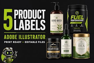 create 5 print ready product labels in adobe illustrator