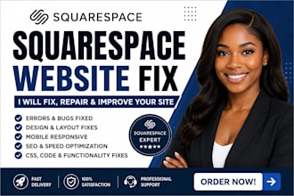 fix squarespace website errors, design issues, SEO and bugs