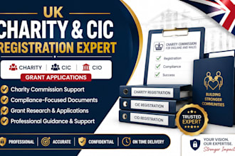 register UK charity, cic, cio and prepare winning grant applications