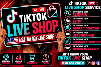 create USA tiktok live shop instagram shop and be tiktok shop representative