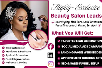 generate beauty salon leads, hair installation, nail salon, and cosmetics leads