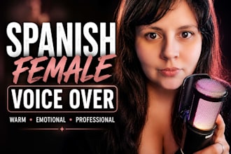 record a warm emotional spanish female voice over pro
