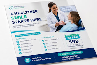 design medical flyer, healthcare brochure, dental flyer and trifold brochure