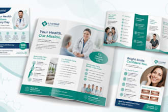 design medical flyer, healthcare brochure, dental flyer and trifold brochure