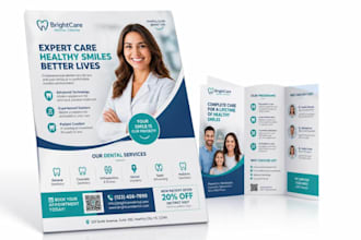 design medical flyer, healthcare brochure, dental flyer and trifold brochure