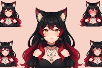 design a custom pngtuber giftuber avatar with expressions for streaming