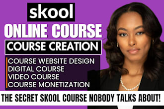 create online course content, skool community online course website design