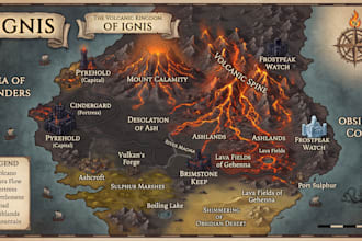 create dnd maps, fictional maps and fantasy kingdom illustrations