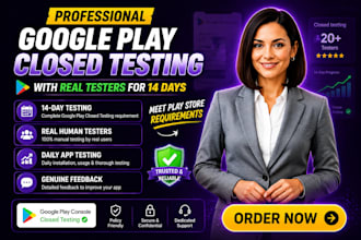 provide 12 google play testers for console closed with real testers for 14 days