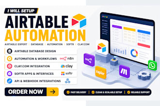 setup airtable database, softr webapp, airtable automation, airtable interface