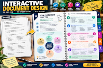 design interactive pdf fillable PDF forms, clickable , workbook ebook