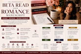 professionally beta read your romance manuscript