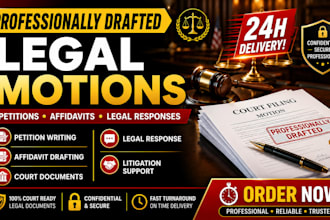 expertly draft motion to compel court petition response brief affidavit, defense