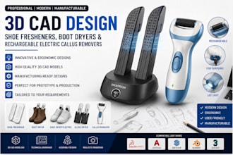 do 3d cad design for  electric shoe dryer, rechargeable electric callus remover