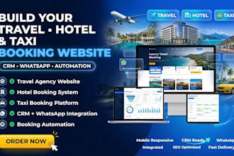 build a travel, hotel or taxi booking website with CRM, whatsapp and automation