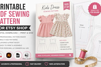 create printable PDF sewing pattern for etsy shop digital download clothing file